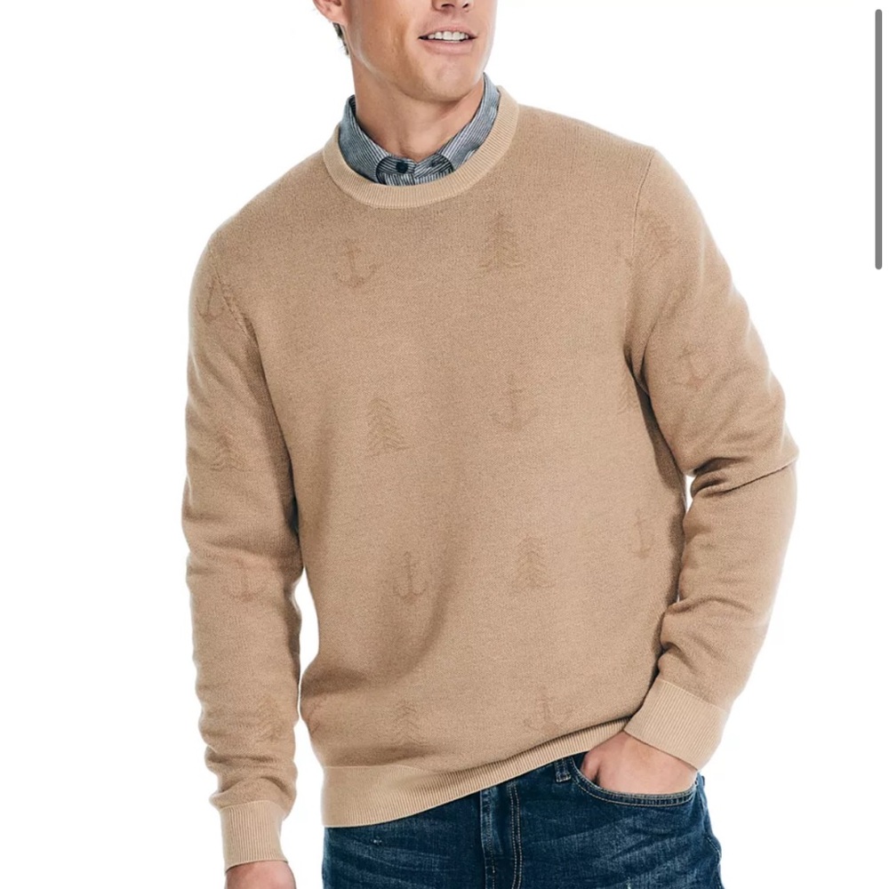 NWT-Nautica Men's Birdseye Jacquard Crewneck Sweater